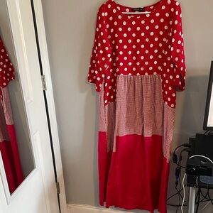 Zanzea Red Polka Dot Maxi Dress